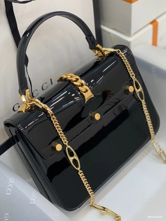 Hyper Peter GUCCI PATENT 1969 BAG HANDLE LEATHER TOP Sylvie MINI 0710